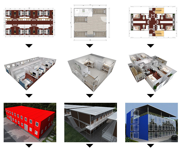 Prefabricated 3-story container dormitory