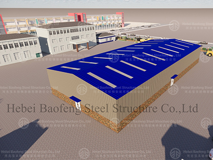 23m x 50m x 7m Steel Warehouse 3D Model Design